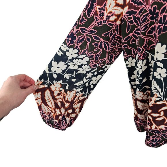 RACHEL Rachel Roy Floral Red Green Flowy Lightweight Blouse Sz XL - Picture 4 of 10